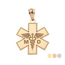 Personalized Engravable Gold Caduceus MD Medical Doctor Charm Necklace with Your Name(Yellow/Rose/White)