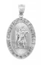 Religious Pendants - The Saint Christopher Protect Us Oval Sterling Silver Pendant