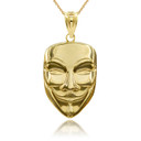 Gold Anonymous Mask 3D Charm Necklace (Available in Yellow/Rose/White Gold)
