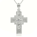 Gold Saint Andrew Jesus Christ Crucifix Holy Apostle Russian Orthodox Cross Necklace (Available in Yellow/Rose/White Gold)