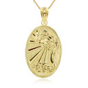 Gold Jesus Calvary Hill Crucifiction 3D Charm Necklace (Available in Yellow/Rose/White Gold)