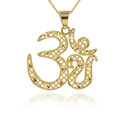 Sparkle-Cut Filigree Ohm Pendant Necklace (Available in Yellow/Rose/White Gold)