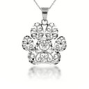 Sparkle Cut Filigree Paw Print Pendant Necklace in Sterling Silver