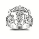 Large Registered Nurse (0.6" Face Length) Ring in Sterling Silver