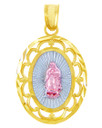 Gold Pendants - Our Lady of Guadalupe Three-Tone Gold Pendant