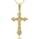 Yellow-gold-crucifix-cross-gold-pendant-diamond-cut-necklace-Christian-jewelry