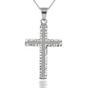 Two-Sided Sparkle Cut Cross Pendant Necklace in Gold (Available in Yellow/ White/ Rose Gold)