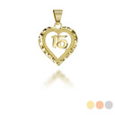 Sparkle Cut 15 Anos Heart Pendant Necklace  in Gold( Available in Yellow/ White/ Rose Gold)