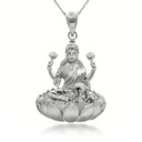 Sterling-silver-lakshmi-hindu-sitting-on-lotus-throne-pendant-necklace