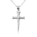 925 Sterling Silver Nail Cross Pendant Necklace
