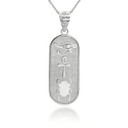 .925 Sterling Silver Egyptian Eye of Horus Ankh Scarab Beetle Beaded Amulet Pendant Necklace