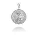 Silver Native American Apache Chief Head Coin Medallion Pendant