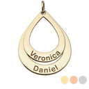 Personalized Engravable Gold Multi Teardrop Charm Pendant Necklace With Your Name(Yellow/Rose/White)