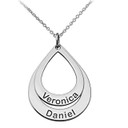 Personalized Engravable Silver Teardrop Charm Pendant With Your Name