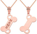 Personalized Gold Dog Bone Charm Engraved Dog Name Pendant Necklace(Yellow/Rose/White)