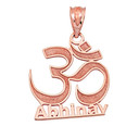 Gold Personalized Name Hindu Meditation Charm Yoga Om (Aum) Pendant Necklace(Yellow/Rose/White)