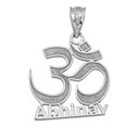 Silver Personalized Name Hindu Meditation Charm Yoga Om (Aum) Pendant Necklace