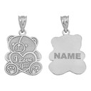 Gold Personalized Name Heart I Love You Teddy Bear Charm Pendant Necklace(Yellow/Rose/White)