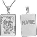 Silver Personalized Name Engraved Joker Playing Card Poker Charm Pendant Necklace
