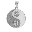 Silver Personalized Name Yin Yang Tai Chi Cute Puppy Paw Print Pendant Necklace