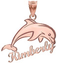 Gold Engravable Personalized Jumping Dolphin Pendant Necklace with Your Name(Yellow/Rose/White)