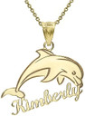 Gold Engravable Personalized Jumping Dolphin Pendant Necklace with Your Name(Yellow/Rose/White)