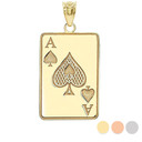 Gold Personalized Name Poker Card Ace Of Spades Pendant Necklace(Yellow/Rose/White)