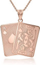 Gold Personalized Name Spade Ace and King CardKing of Spades Poker Card Pendant Necklace(Yellow/Rose/White)