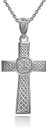 Sterling Silver Personalized Irish Celtic Knot Cross (Large) Religious Pendant with Name Necklace