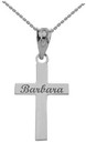 Sterling Silver Personalized  Dainty Cross Name Engraved Christian Pendant