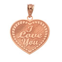 Gold Personalized I Love You Heart Pendant Engraved Initial Name and Date(Yellow/Rose/White)