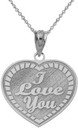 Sterling Silver Personalized I Love You Heart Pendant Necklace Engraved Initial Name and Date