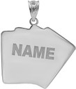 Silver Personalized Engraved Four of a Kind Aces Playing Cards Name Pendant Necklace