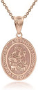 Gold Personalized St. Anthony Of Padua Oval Medal Pendant Necklace Engraved with Any Name(Yellow/Rose/White)