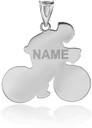 Silver Personalized Name Cyclist Cycling Road Bike Sportsman Pendant Necklace