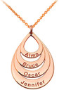 Rose Gold Custom Engravable 4 Teardrop Name Pendant Necklace