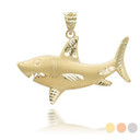 yellow-gold-satin-finish-diamond-cut-shark-pendant-medium