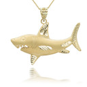 yellow-gold-satin-finish-diamond-cut-shark-pendant-medium