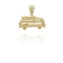 Retro Surfer Mini Van in Solid Gold Pendant / Necklace (Available in Yellow/Rose/White)