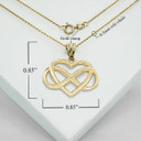 Gold Heart with Infinity Pendant Necklace With Measurements
