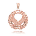 Rose Gold Flying Eagle Laurel Wreath Pendant