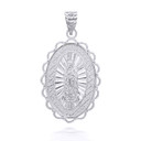 White Gold Our Lady Of Guadalupe Oval Medallion Pendant