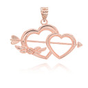 Rose Gold Double Heart with Arrow Pendant