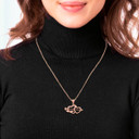 Rose Gold Double Heart with Arrow Pendant Necklace On Model