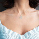 White Gold Diamond BFF Pendant Necklace On Model