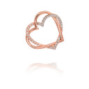 Rose Gold Double Heart with CZ Pendant