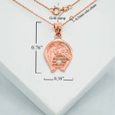 Rose Gold Diamond Lucky Horseshoe Pendant Necklace With Measurements