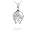 Silver CZ Lucky Horseshoe Pendant Necklace Silver CZ Lucky Horseshoe Pendant Necklace