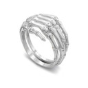 3D Hand Skeleton Ring in Solid White Gold