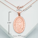 Rose Gold Oval Saint Joseph Pendant Necklace With Measurements